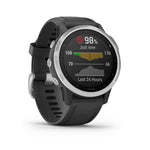 Garmin, fenix 6S, Watch, Watch Color: Silver, Wristband: Black - Silicone, 010-02159-01