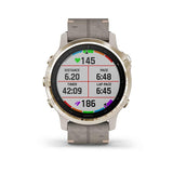 Garmin, fenix 6S, Sapphire, Watch, Watch Color: Champagne, Wristband: Shale - Silicone, 010-02159-39