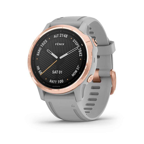 Garmin, fenix 6S, Sapphire, Watch, Watch Color: Rose, Wristband: Grey - Silicone, 010-02159-20