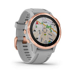 Garmin, fenix 6S, Sapphire, Watch, Watch Color: Rose, Wristband: Grey - Silicone, 010-02159-20