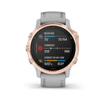 Garmin, fenix 6S, Sapphire, Watch, Watch Color: Rose, Wristband: Grey - Silicone, 010-02159-20