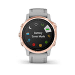 Garmin, fenix 6S, Sapphire, Watch, Watch Color: Rose, Wristband: Grey - Silicone, 010-02159-20