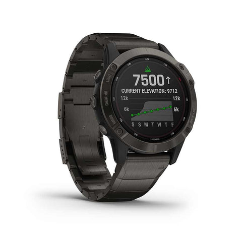 Garmin, fenix 6 Pro Solar, Watch, Watch Color: Titanium, Wristband: Grey - Titanium, 010-02410-22