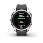 Garmin Fenix 7S Pro Solar, Glass, Silver w/Graphite Band