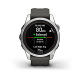 Garmin Fenix 7S Pro Solar, Glass, Silver w/Graphite Band