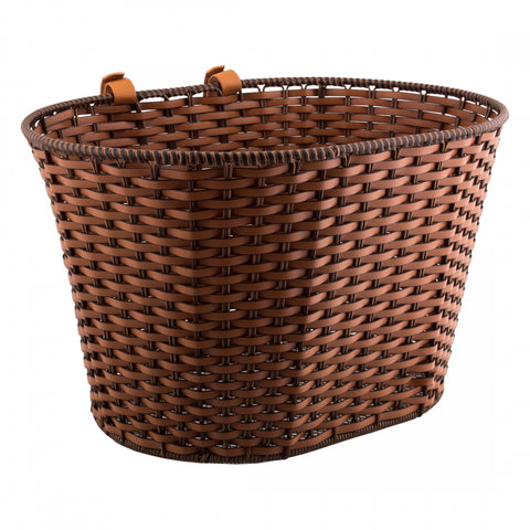 BASKET SUNLT FT RATTAN STRP STD BRN w/STRAPS