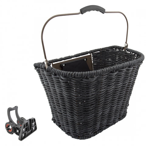 BASKET SUNLT FT DELUXE WICKER Q/R STD GY w/BRACKET