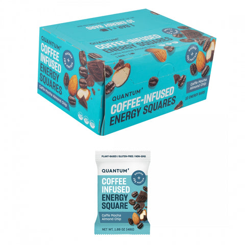 FOOD QUANTUM ENERGY SQUARES BAR CAFFE MOCHA ALMOND CHIP BXof10 1.7oz