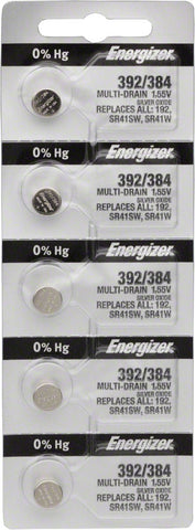 Energizer 392 / 384 Silver Oxide MultiDrain Battery 1.55v Card of 5