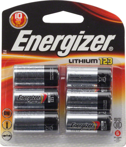 Energizer CR123 Lithium Cell Blister pack of 6