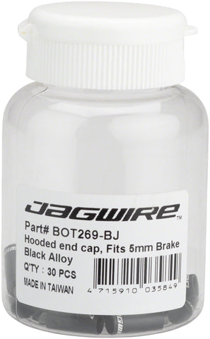 Jagwire Hooded End Cap 5mm Brake Bottle of 30 Black