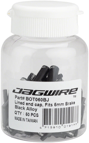 Jagwire 5mm Lined Alloy End Caps Bottle of 50 Black