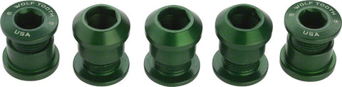 Wolf Tooth Set of 5 Chainring Bolts for 1x use Dual Hex Fittings Green