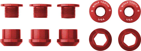 Wolf Tooth Set of 5 Chainring Bolts for 1x use Dual Hex Fittings Red