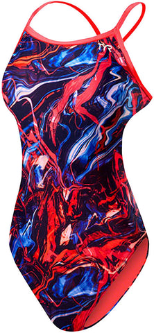 TYR Penello Diamondfit WoMen's Swimsuit Red/White/Blue 32