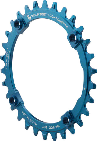 Wolf Tooth 104 BCD Chainring 32t 104 BCD 4Bolt DropStop Blue