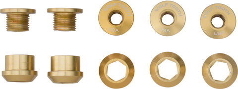 Wolf Tooth 1x 6mm Chainring Bolt Gold Set of 5 Dual Hex Fittings