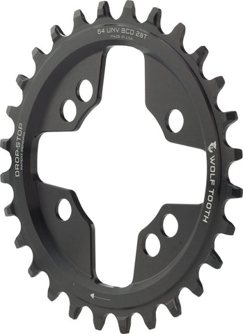 Wolf Tooth 64 BCD Chainring 28t 64 BCD Universal Mount DropStop Black