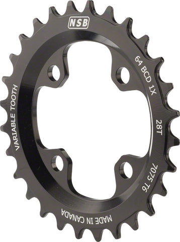 North Shore Billet Variable Tooth Chainring 28T Standard 64 BCD Black