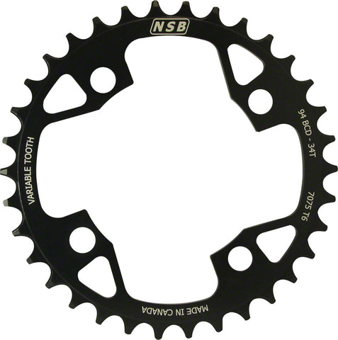 North Shore Billet Variable Tooth Chainring 34T Standard 94 x 4 BCD Black