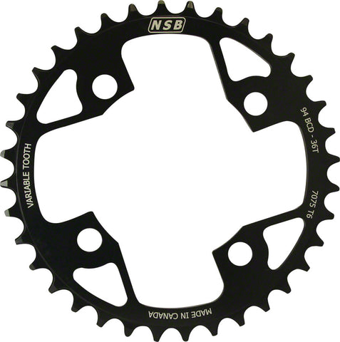 North Shore Billet Variable Tooth Chainring 36T Standard 94 x 4 BCD Black