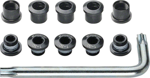 FSA Torx T30 Alloy Double Chainring Nut/Bolt Set with tool Black