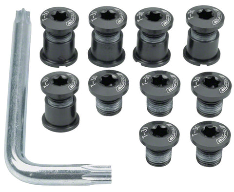 FSA Torx T30 Alloy Mountain Chainring Nut/Bolt Set wiith tool Black