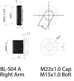 Samox ISIS SelfExtracting Right Hand eBike Crank Spindle Bolt M15x1mm