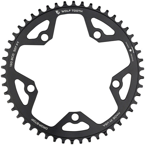 Wolf Tooth 130 BCD Road and Cyclocross Chainring 50t 130 BCD 5Bolt Drop