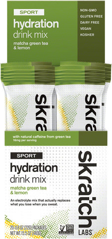Skratch Labs Sport Hydration Drink Mix Matcha Green Tea and Lemons Box of 20