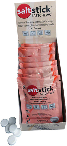 Saltstick Fastchews Chewable Electrolyte tablets POP Box of 12 Packets Orange