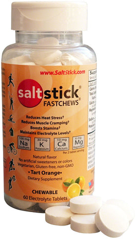 SaltStick Fastchews Chewable Electrolyte Tablets Bottle of 60 Orange