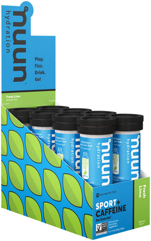 Nuun Sport + Caffeine Hydration Tablets Fresh Lime Box of 8 Tubes