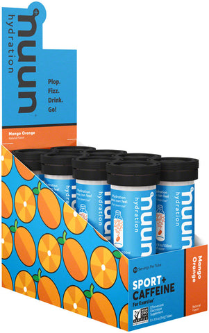 Nuun Sport + Caffeine Hydration Tablets Mango Orange Box of 8 Tubes