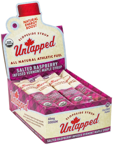 UnTapped Maple Syrup Salted Raspberry Infused Athletic Fuel Gel Packets Box