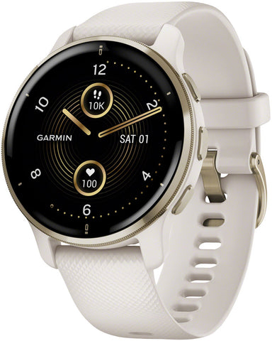 Garmin Venu 2 Plus GPS Smartwatch - 43mm, Cream/Gold Bezel, Ivory Case, Silicone Band