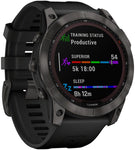 Garmin Fenix 7X Sapphire Solar GPS Smartwatch - 51mm, Carbon Gray DLC Titanium Case, Black Band