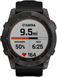 Garmin Fenix 7X Sapphire Solar GPS Smartwatch - 51mm, Carbon Gray DLC Titanium Case, Black Band