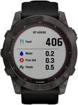 Garmin Fenix 7X Sapphire Solar GPS Smartwatch - 51mm, Carbon Gray DLC Titanium Case, Black Band