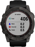 Garmin Fenix 7X Sapphire Solar GPS Smartwatch - 51mm, Carbon Gray DLC Titanium Case, Black Band