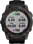 Garmin Fenix 7X Sapphire Solar GPS Smartwatch - 51mm, Carbon Gray DLC Titanium Case, Black Band