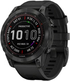 Garmin Fenix 7 Sapphire Solar GPS Smartwatch - 47mm, Black DLC Titanium Case, Black Band