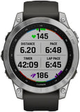 Garmin Fenix 7 GPS Smartwatch - 47mm, Silver Case, Graphite Band 