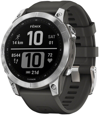 Garmin Fenix 7 GPS Smartwatch - 47mm, Silver Case, Graphite Band 