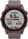 Garmin Fenix 7S Sapphire Solar GPS Smartwatch - 42mm, Dark Bronze Titanium Case, Shale Gray Band