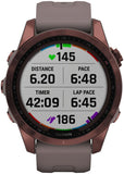 Garmin Fenix 7S Sapphire Solar GPS Smartwatch - 42mm, Dark Bronze Titanium Case, Shale Gray Band