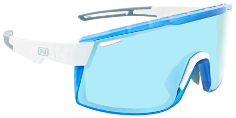 Optic Nerve Fixie Max Sunglasses Shiny White Crystal Blue Lens Rim Brown Lens