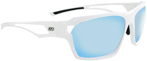 Optic Nerve Variant Sunglasses Shiny White with SMoke Ice Blue Mirror Lens and