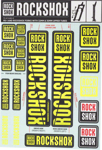 RockShox Decal Kit 30/32mm Yellow