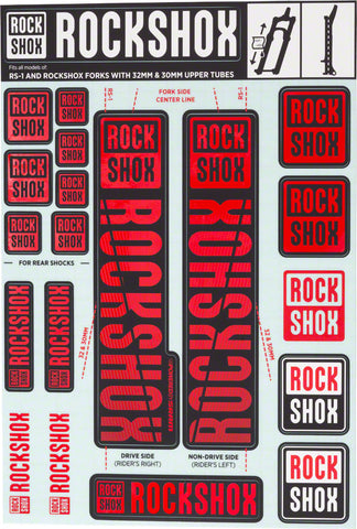 RockShox Decal Kit 30/32mm Red
